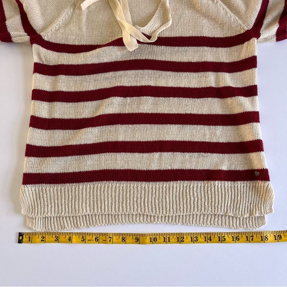 Denim & Supply Ralph Lauren Sz Large Red Cream Stripe Preppy 100% Linen Sweater - Picture 6 of 9